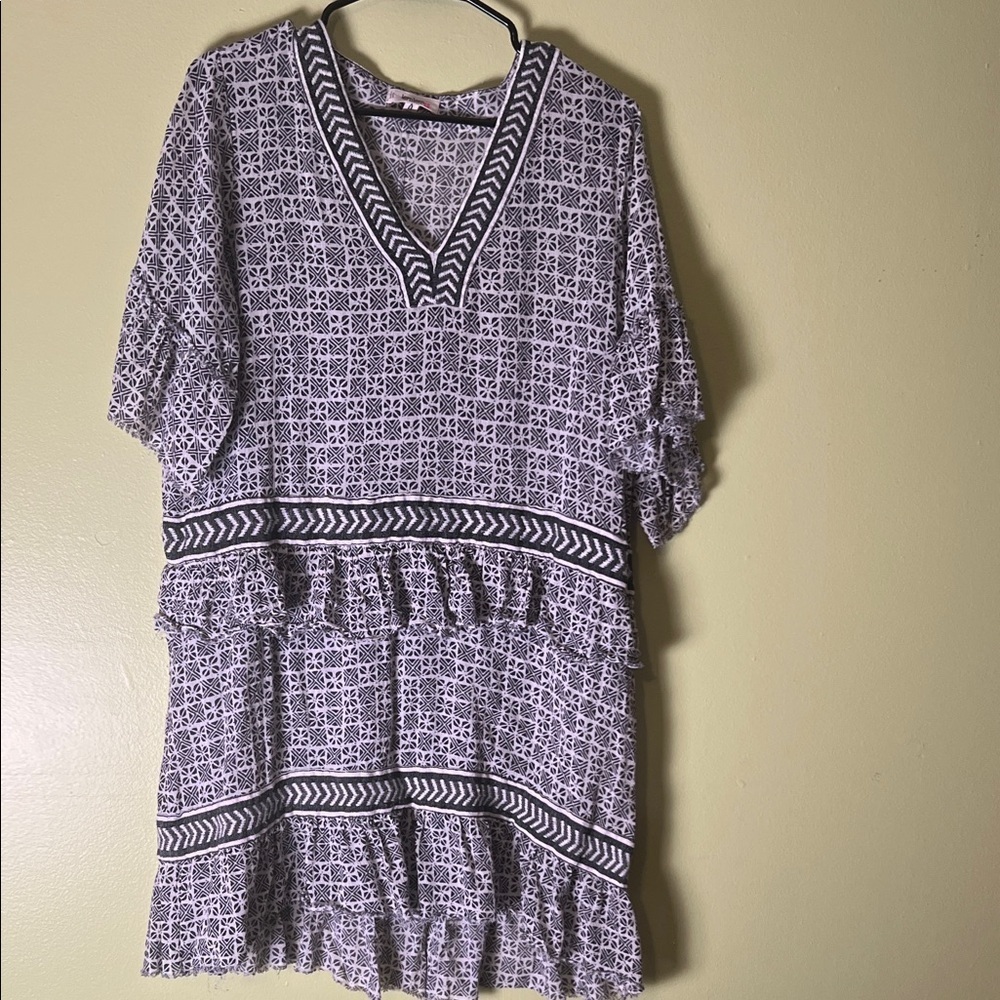Lemlem Black and White Patterned Tunic lightweight dress